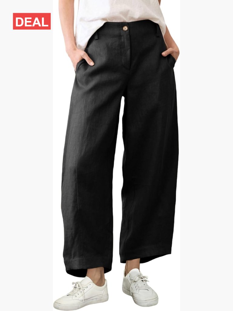 Wide Leg Linen Blend Palazzo Pants Casual Baggy Trousers